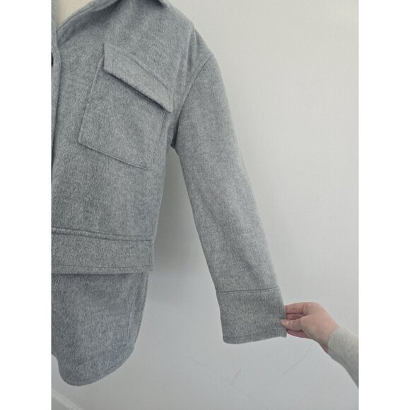 Sanctuary Fisher Grey Faux Fur Oversize Relaxed Cargo Car Coat Jacket Shacket M - Picture 6 of 11